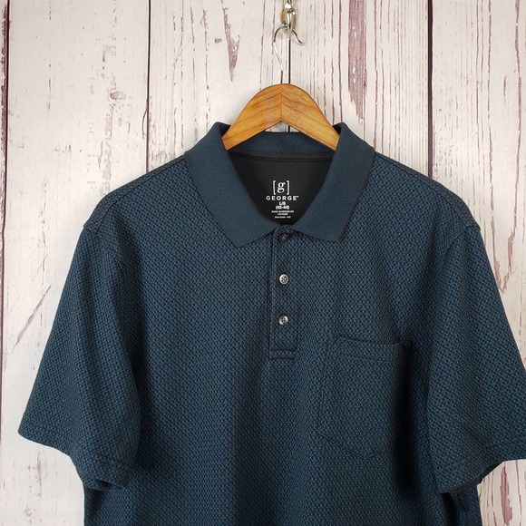 George Other - George Polo Shirt Mens Size Large 42/44 Short Sleeve Cotton Blue
